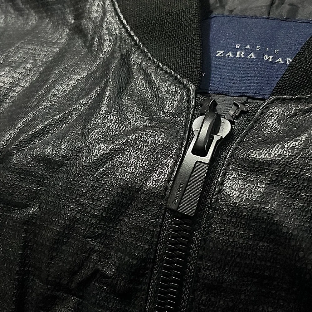 NWOT Zara Shiny Bomber Leather Jacket